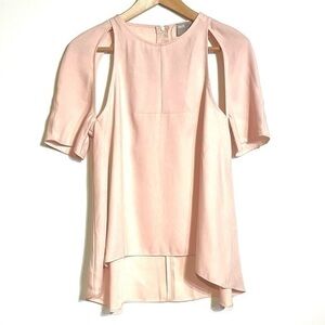 ASOS Paris Sz 6 Cold Shoulder Top with Floaty Sleeves ASOS Pink Blush Blouse US